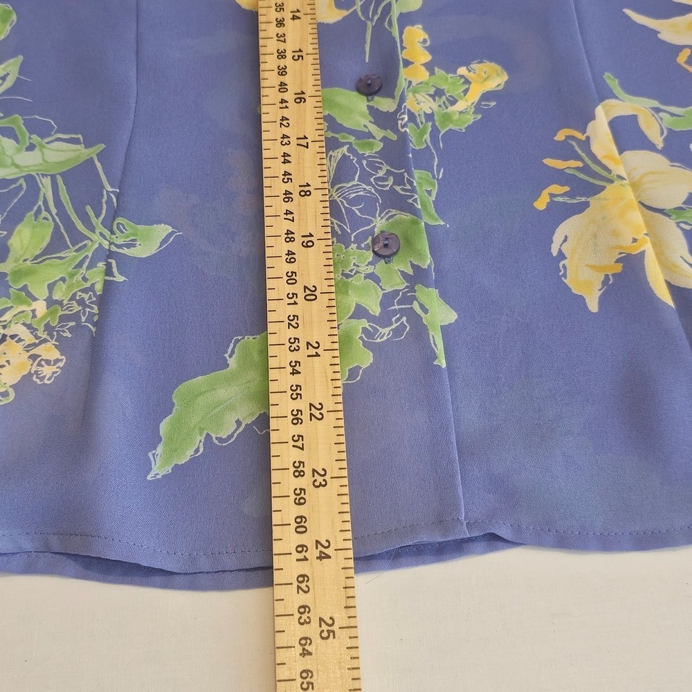 Emma James Liz Clairborne 3PC Skirt Set 14 Blue Floral Chiffon Blouse Tank L - Picture 9 of 16